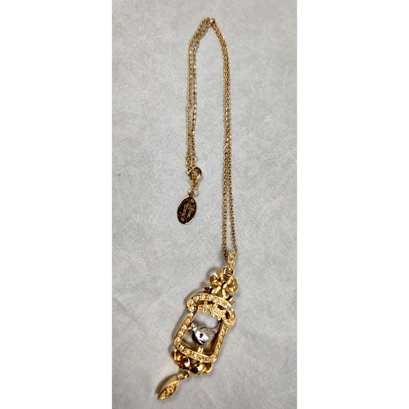 Signed Tatiana Faberge Imperial Collection Rhinestone Bird 18" Pendant Necklace - Picture 4 of 8